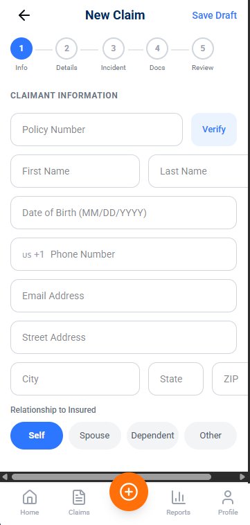 New Claim Screen